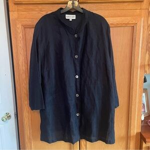 David Dart Women's TUNIC Black Button-Up Top size 2X
